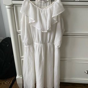 White and a Gold Polka dot Chiffon Dress